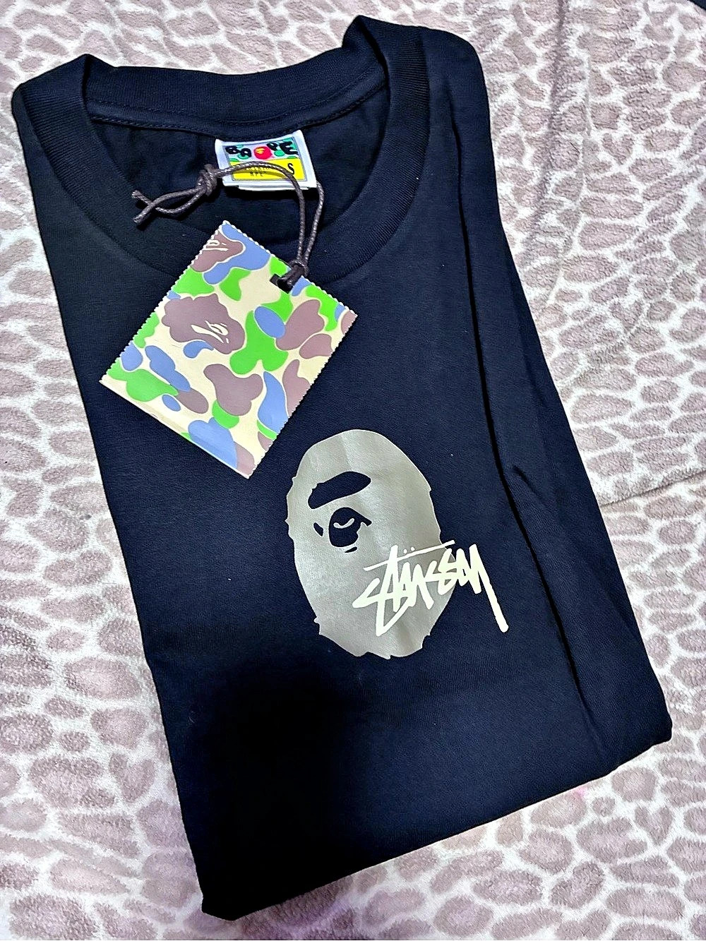 A Bathing Ape x Stussy Tee Graphic Short Sleeve in Black